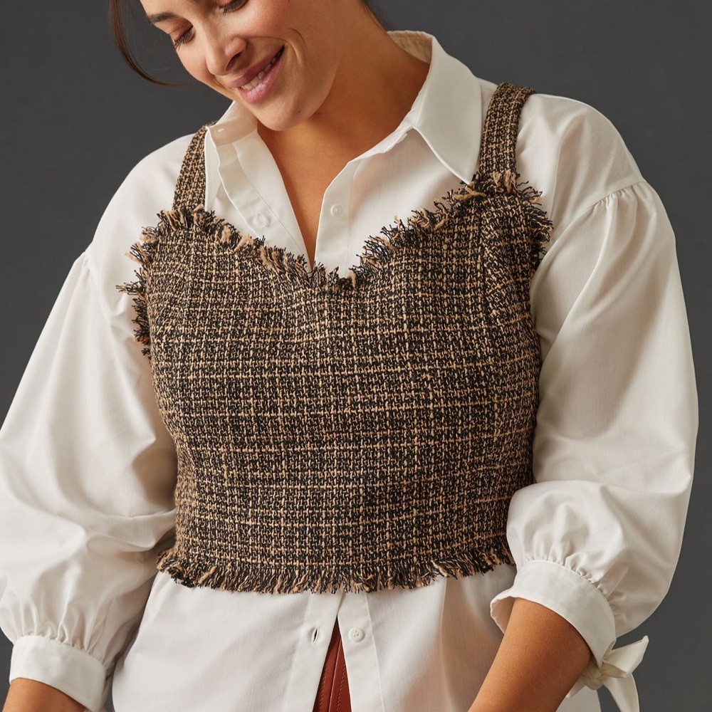 Mare Mare x Anthropologie Brown Vest/Crop Top in 2X